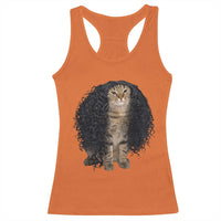 Funny Long Curly Hair Wig Cat Soccer Fans Racerback Tank Top Football Meme Sports Humor
