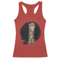 Funny Long Curly Hair Wig Cat Soccer Fans Racerback Tank Top Football Meme Sports Humor