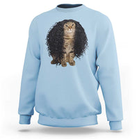 Funny Long Curly Hair Wig Cat Soccer Fans Sweatshirt Football Meme Sports Humor