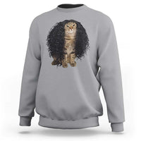 Funny Long Curly Hair Wig Cat Soccer Fans Sweatshirt Football Meme Sports Humor