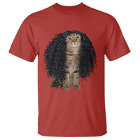 Funny Long Curly Hair Wig Cat Soccer Fans T Shirt Football Meme Sports Humor