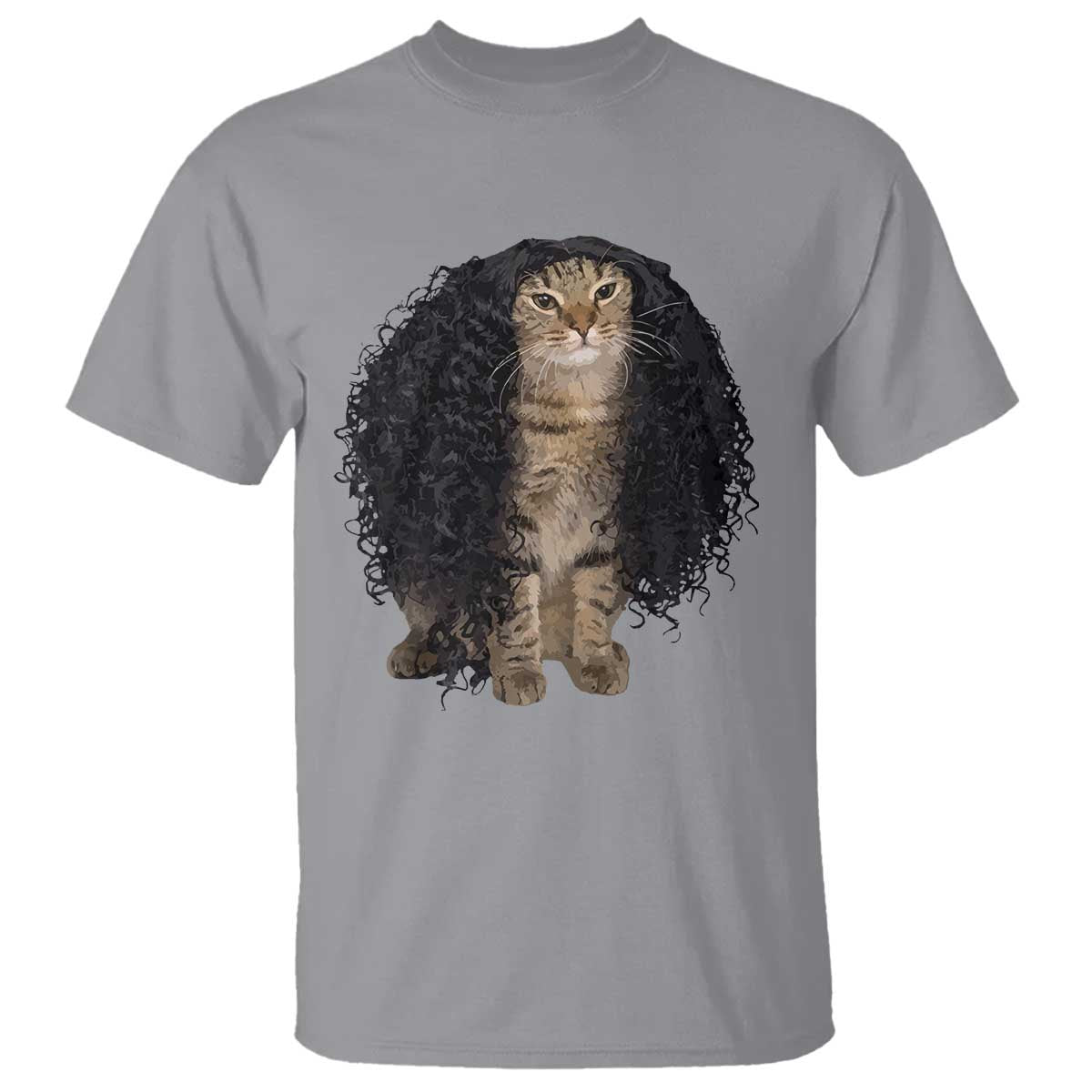 Funny Long Curly Hair Wig Cat Soccer Fans T Shirt Football Meme Sports Humor