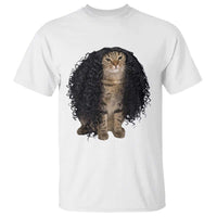 Funny Long Curly Hair Wig Cat Soccer Fans T Shirt Football Meme Sports Humor