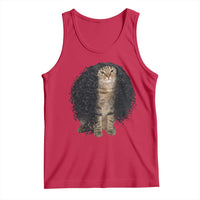 Funny Long Curly Hair Wig Cat Soccer Fans Tank Top Football Meme Sports Humor