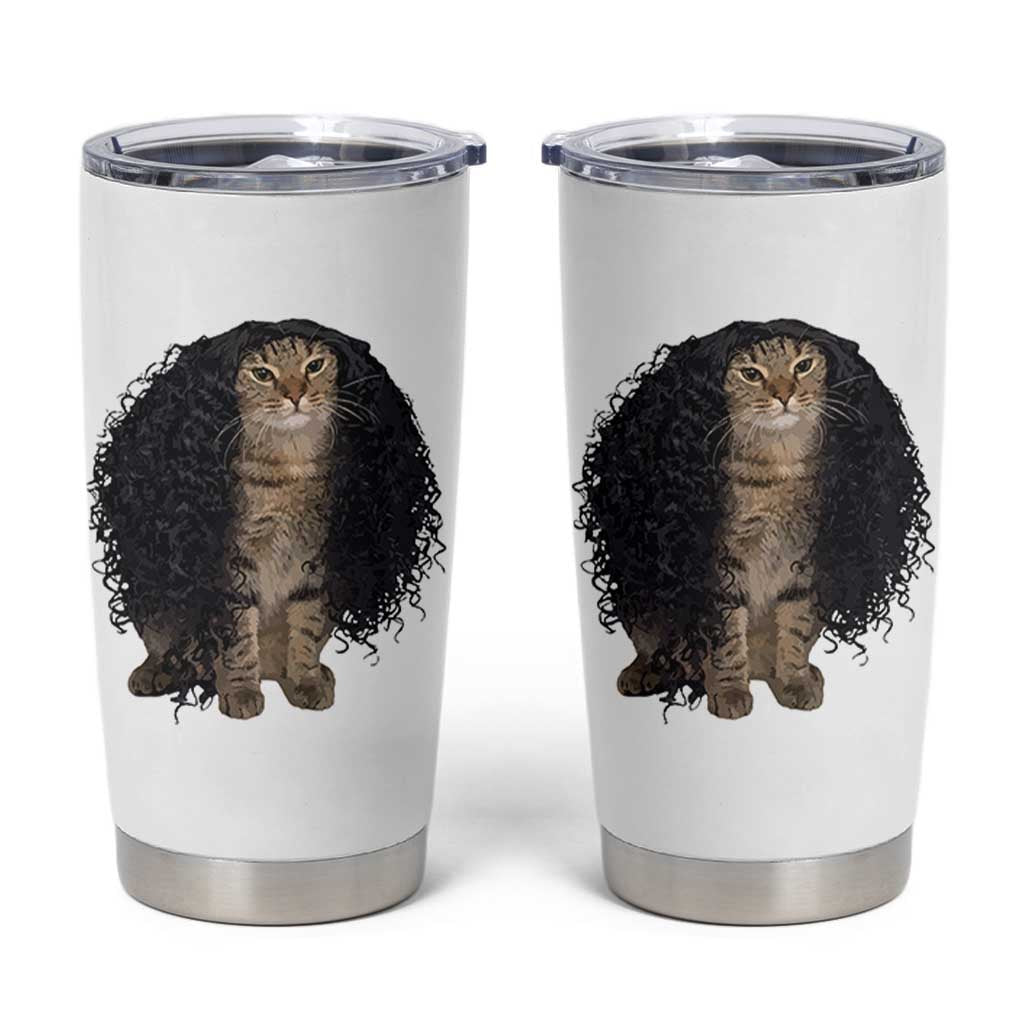 Funny Long Curly Hair Wig Cat Soccer Fans Tumbler Cup Football Meme Sports Humor