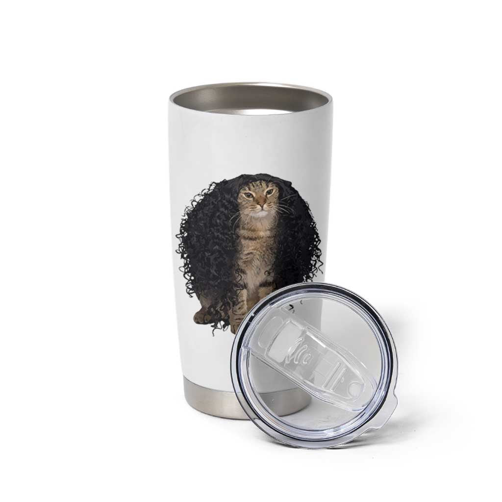 Funny Long Curly Hair Wig Cat Soccer Fans Tumbler Cup Football Meme Sports Humor