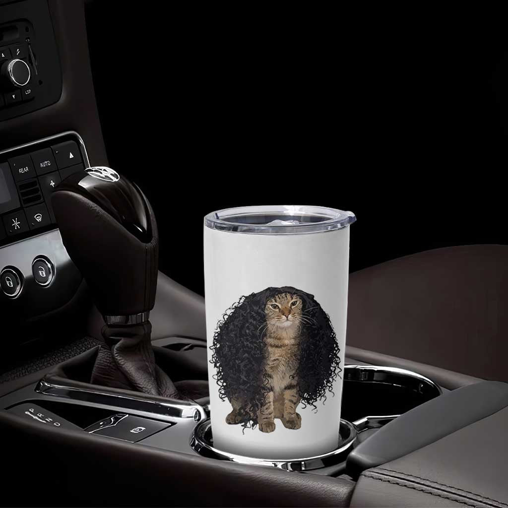 Funny Long Curly Hair Wig Cat Soccer Fans Tumbler Cup Football Meme Sports Humor