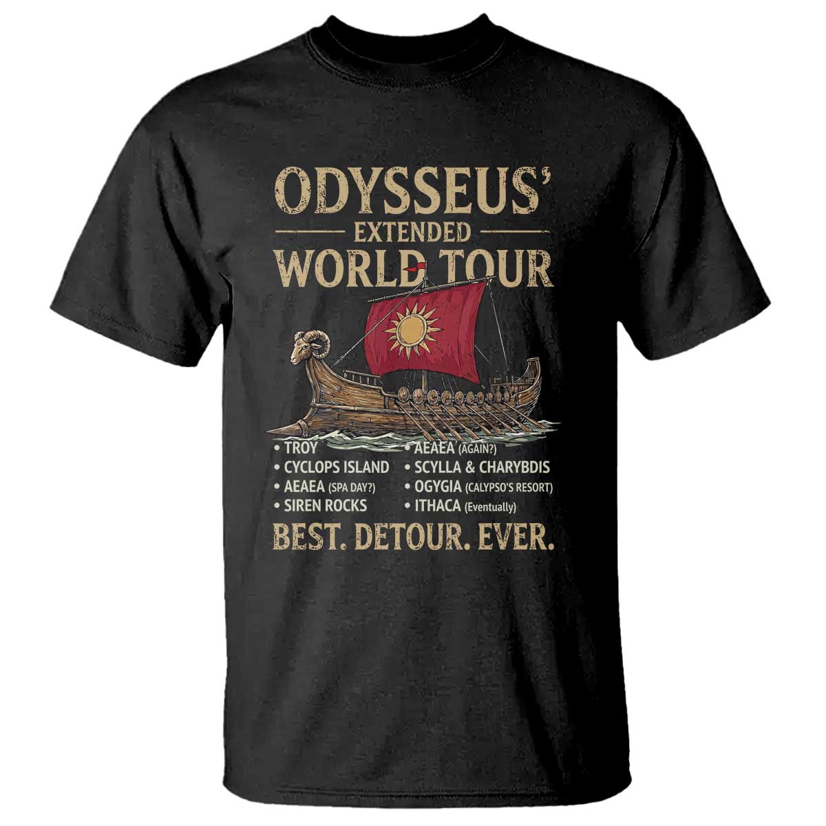 Odysseus Extended World Tour T Shirt Funny Greek Mythology Odyssey History Gift