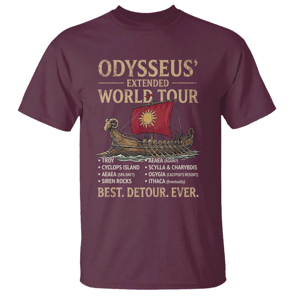 Odysseus Extended World Tour T Shirt Funny Greek Mythology Odyssey History Gift