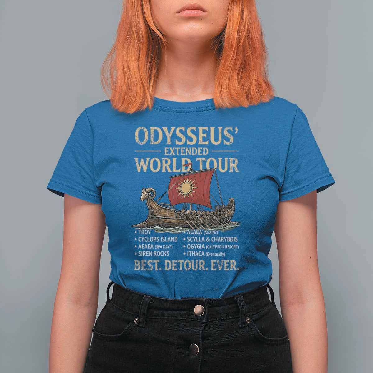 Odysseus Extended World Tour T Shirt For Women Funny Greek Mythology Odyssey History Gift