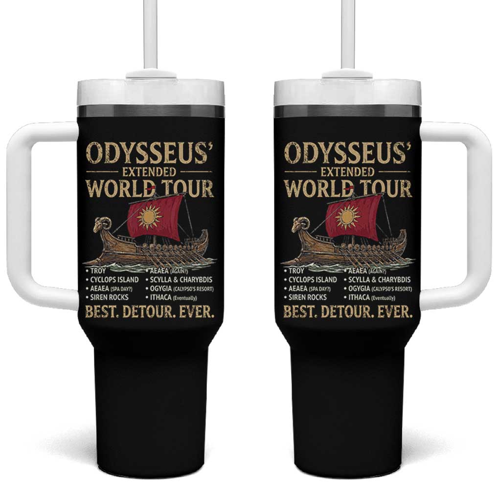 Odysseus Extended World Tour Tumbler With Handle Funny Greek Mythology Odyssey History Gift