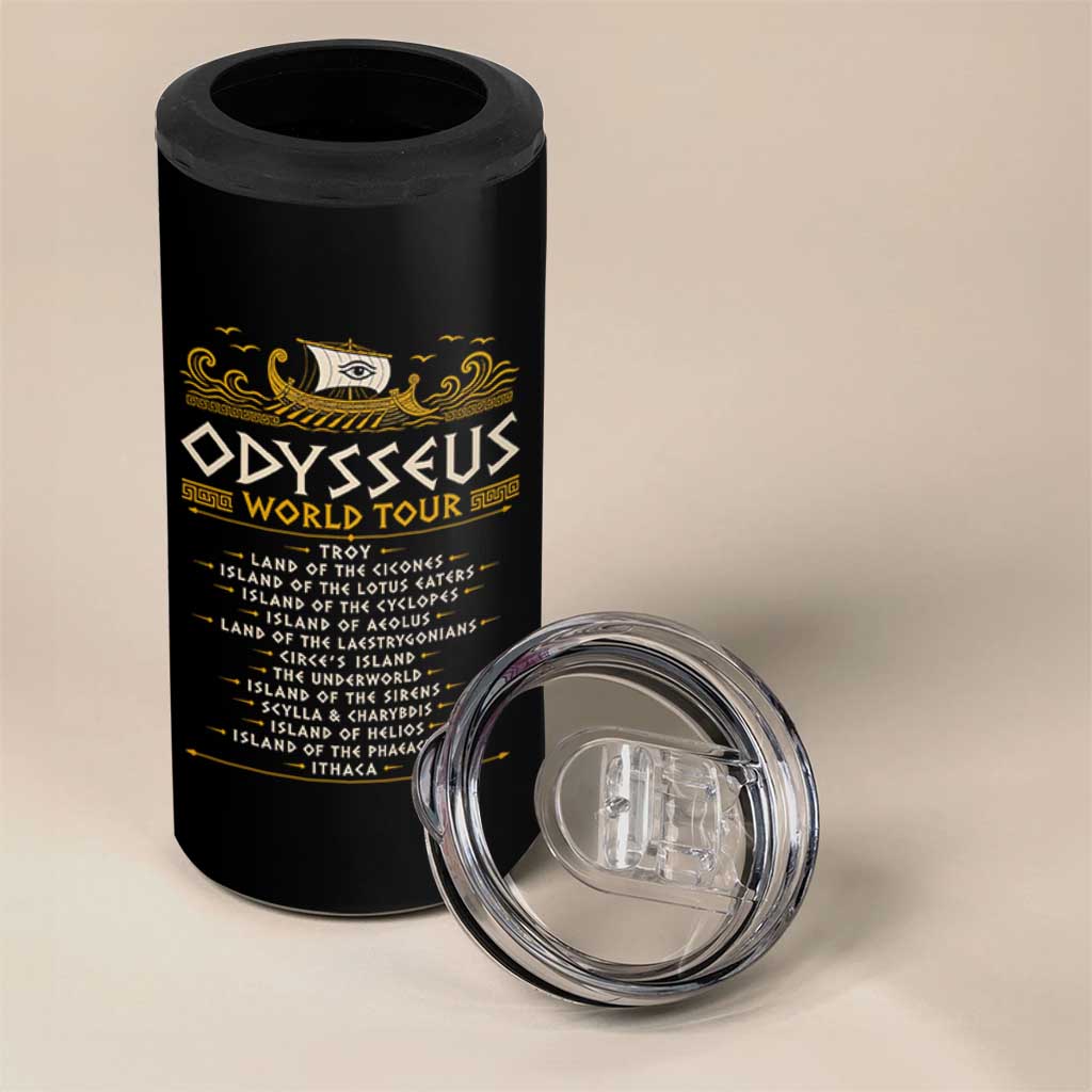 Odysseus World Tour Epic Journey 4 in 1 Can Cooler Tumbler Funny Greek Mythology Odyssey History Gift