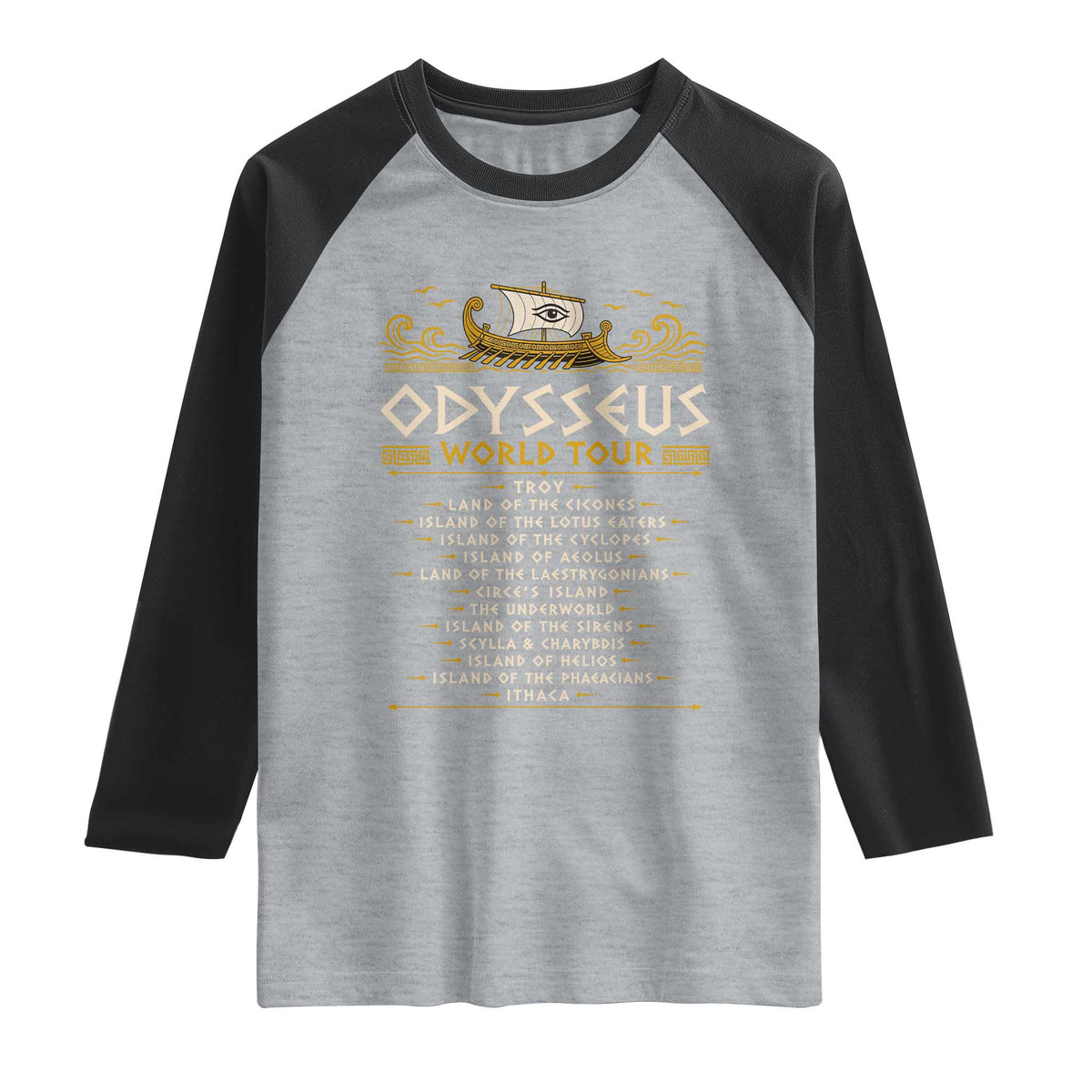 Odysseus World Tour Epic Journey Raglan Shirt Funny Greek Mythology Odyssey History Gift