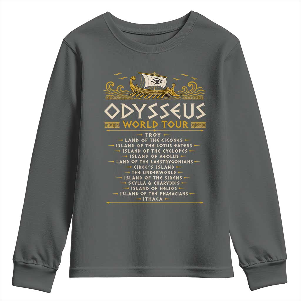 Odysseus World Tour Epic Journey Youth Sweatshirt Funny Greek Mythology Odyssey History Gift