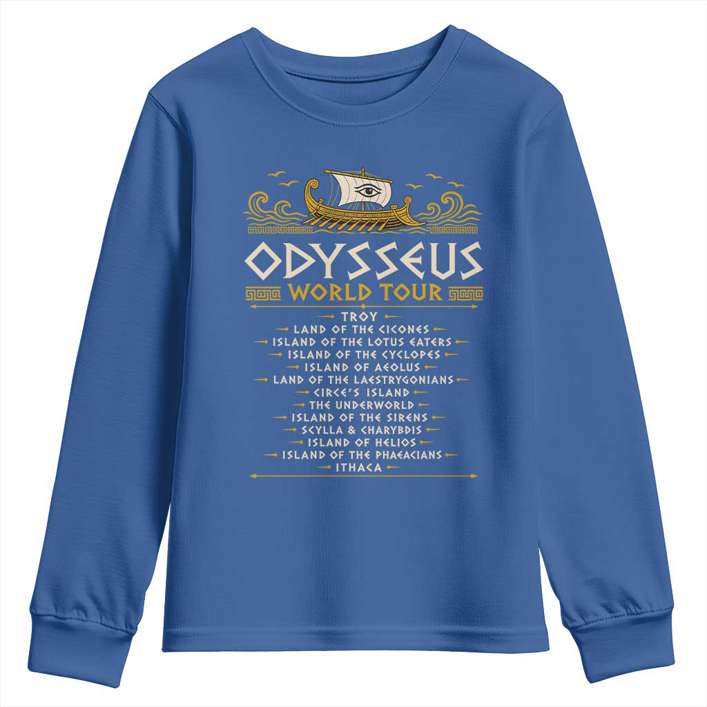 Odysseus World Tour Epic Journey Youth Sweatshirt Funny Greek Mythology Odyssey History Gift