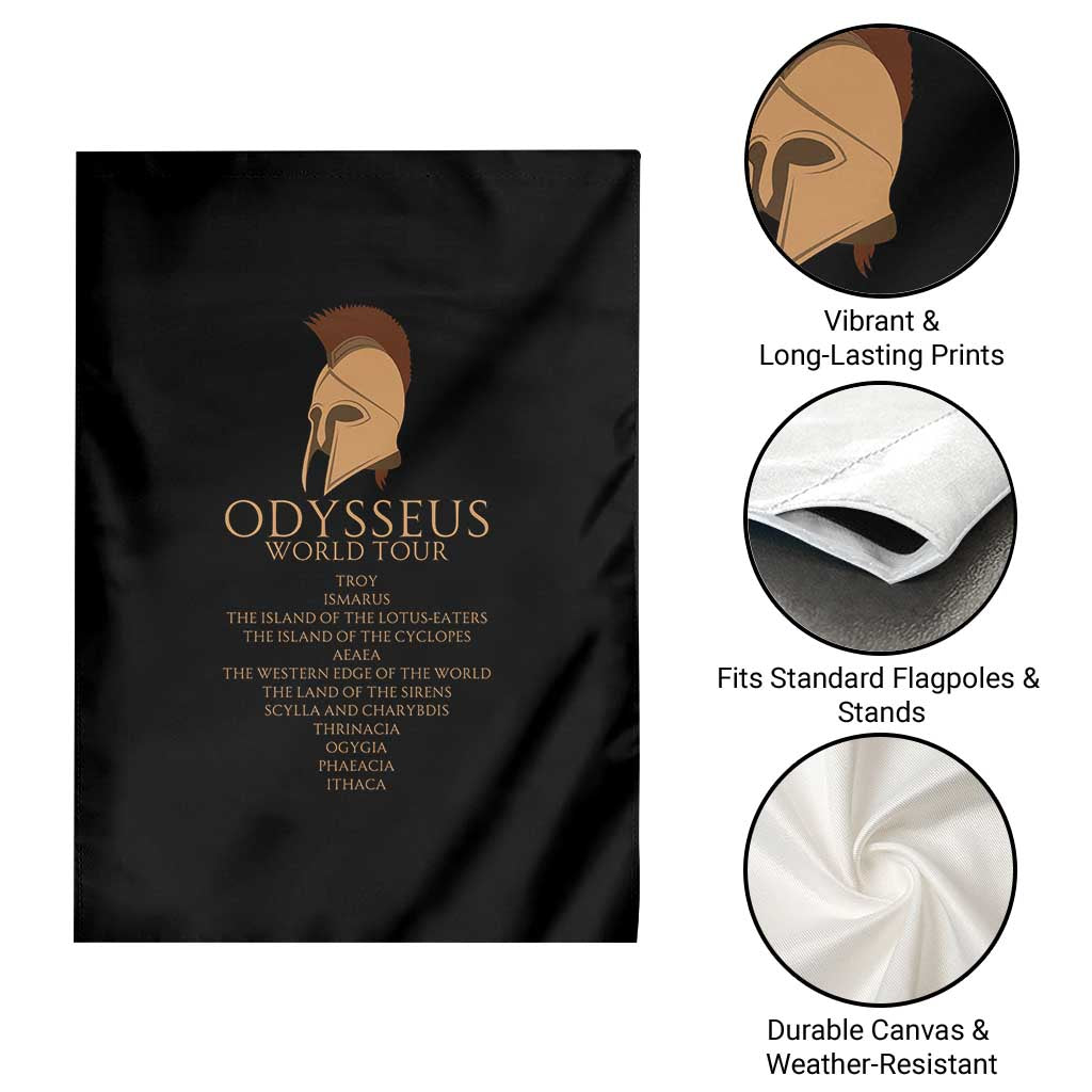 Odysseus Ancient Greek Odyssey World Tour Garden Flag Mythology Corinthian Helmet History Lover Gift
