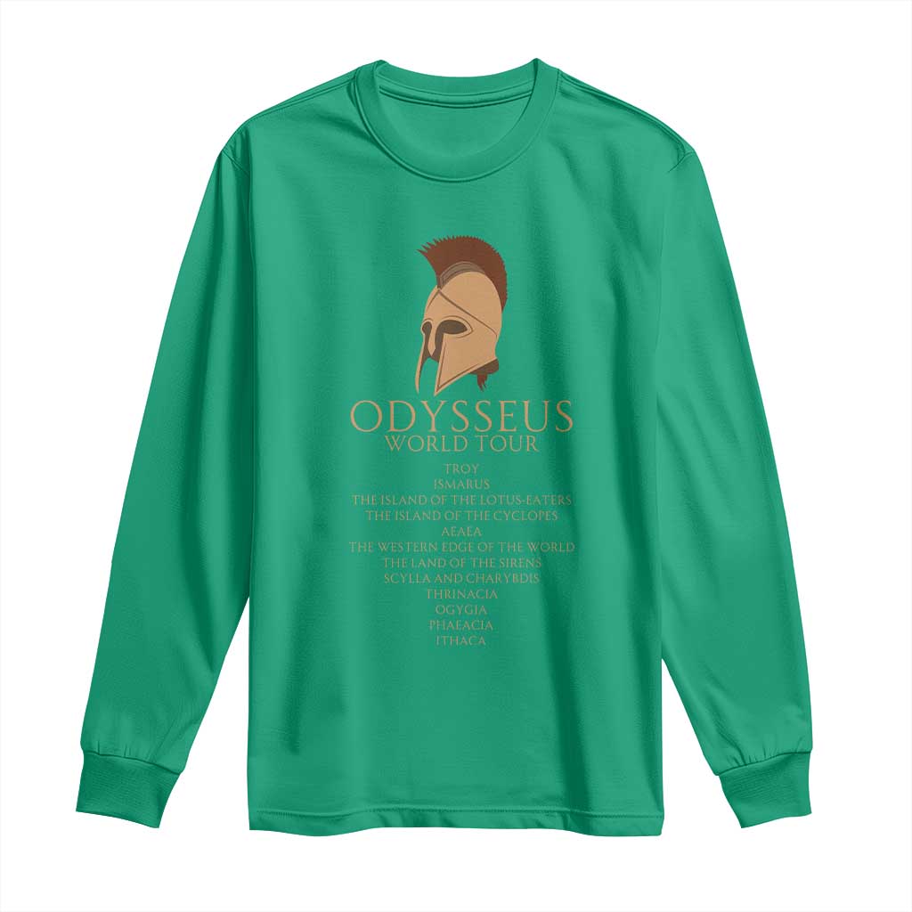 Odysseus Ancient Greek Odyssey World Tour Long Sleeve Shirt Mythology Corinthian Helmet History Lover Gift