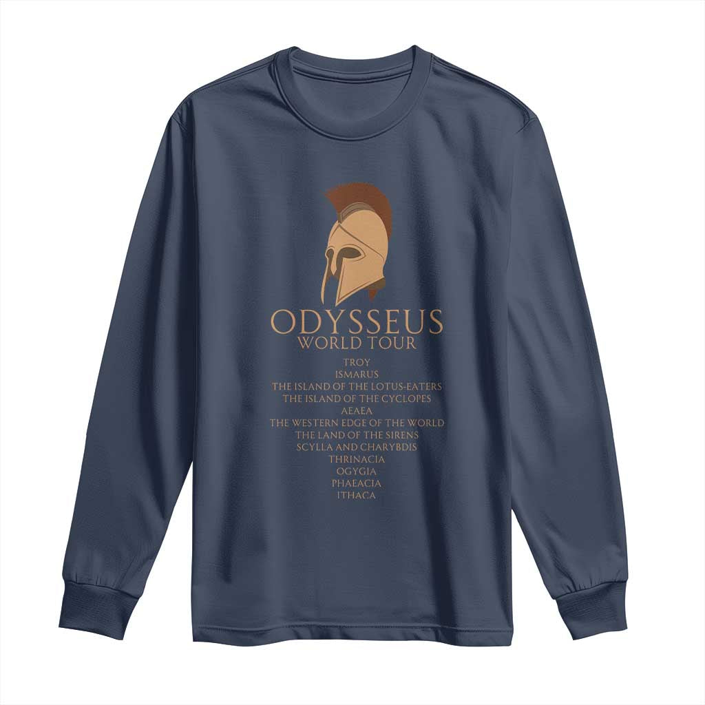 Odysseus Ancient Greek Odyssey World Tour Long Sleeve Shirt Mythology Corinthian Helmet History Lover Gift