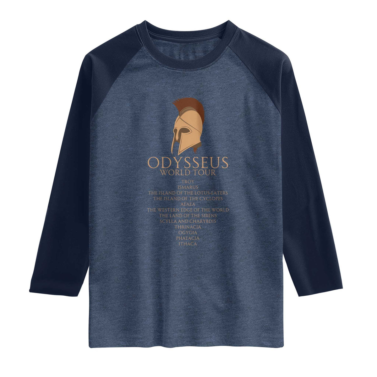 Odysseus Ancient Greek Odyssey World Tour Raglan Shirt Mythology Corinthian Helmet History Lover Gift