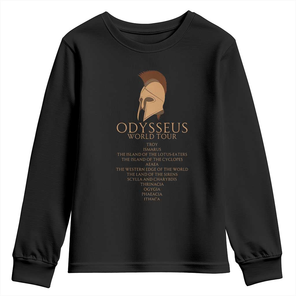 Odysseus Ancient Greek Odyssey World Tour Youth Sweatshirt Mythology Corinthian Helmet History Lover Gift