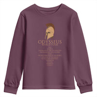 Odysseus Ancient Greek Odyssey World Tour Youth Sweatshirt Mythology Corinthian Helmet History Lover Gift