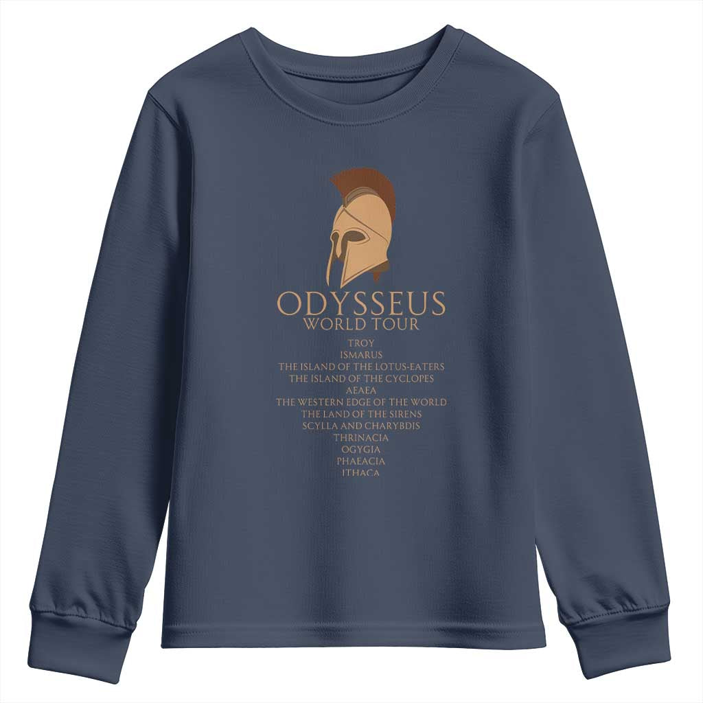 Odysseus Ancient Greek Odyssey World Tour Youth Sweatshirt Mythology Corinthian Helmet History Lover Gift