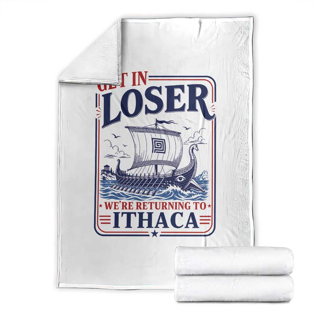 Funny Odysseus Journey Epic Odyssey Parody Throw Blanket Retro Get In Loser Returning To Ithaca Greek Mythology Meme
