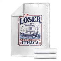 Funny Odysseus Journey Epic Odyssey Parody Throw Blanket Retro Get In Loser Returning To Ithaca Greek Mythology Meme