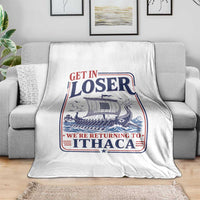 Funny Odysseus Journey Epic Odyssey Parody Throw Blanket Retro Get In Loser Returning To Ithaca Greek Mythology Meme