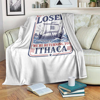 Funny Odysseus Journey Epic Odyssey Parody Throw Blanket Retro Get In Loser Returning To Ithaca Greek Mythology Meme