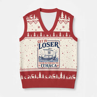 Funny Odysseus Journey Epic Odyssey Parody V-Neck Knit Sweater Vest Retro Get In Loser Returning To Ithaca Greek Mythology Meme