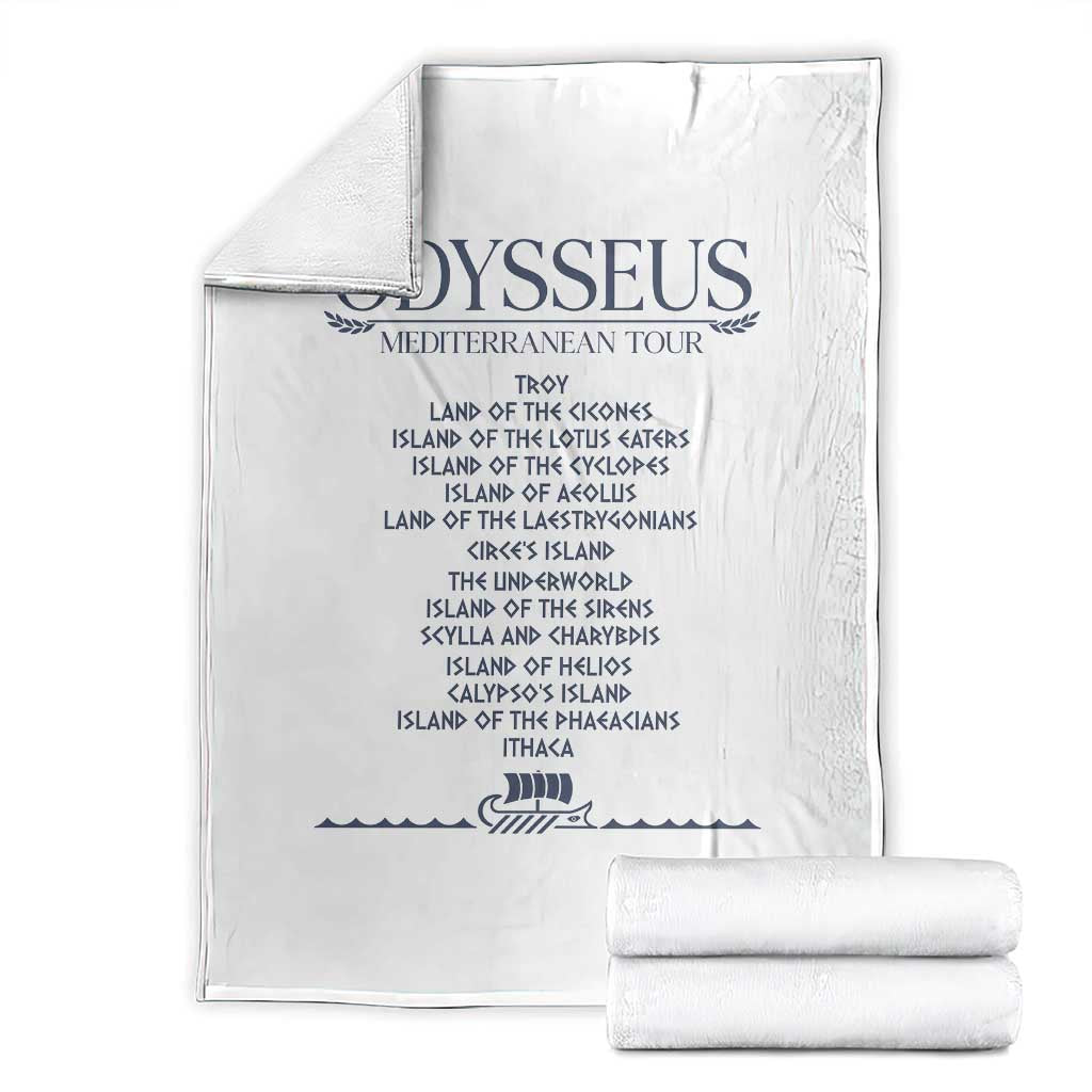 Odysseus Mediterranean Tour Throw Blanket Funny Greek Mythology Ancient History Graphic