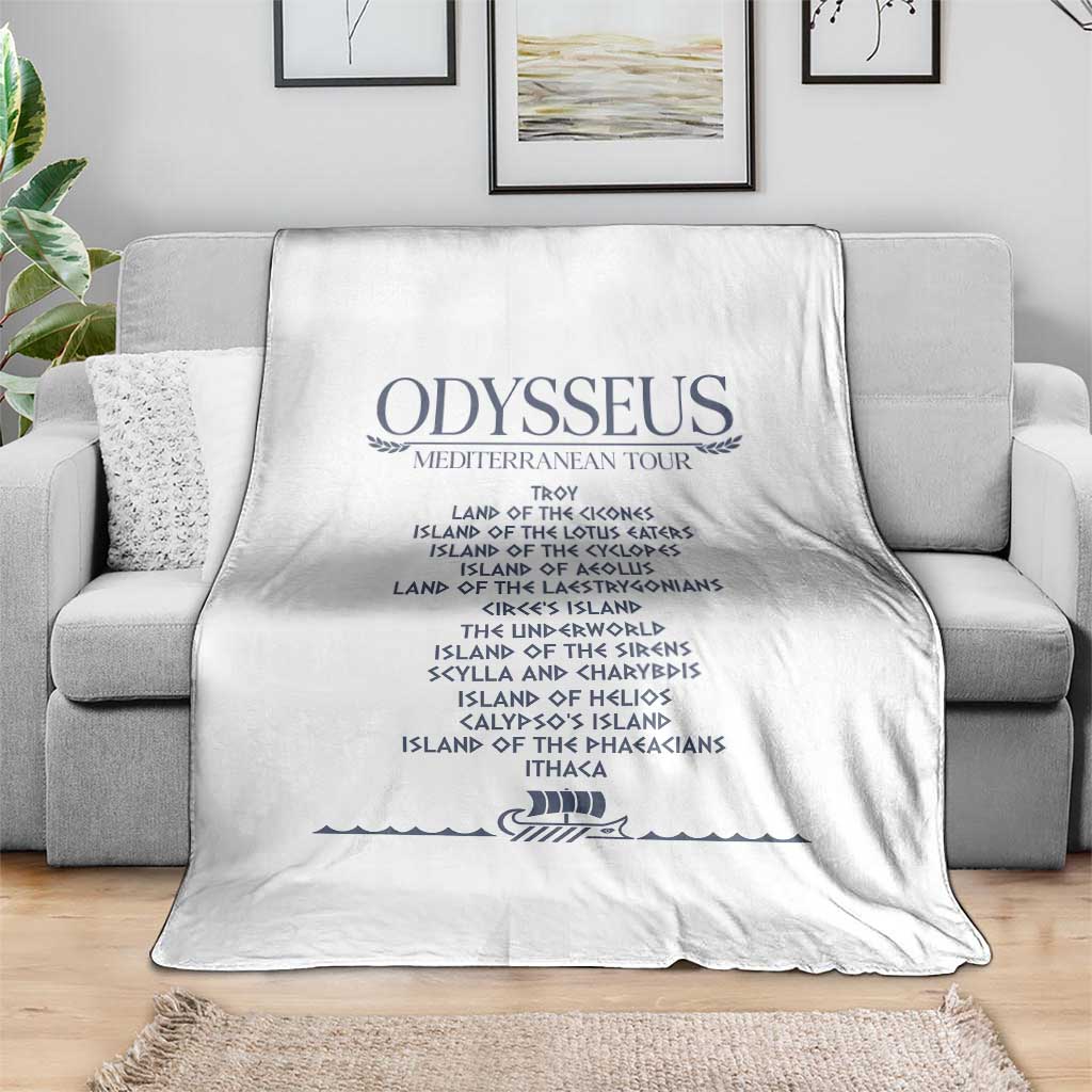 Odysseus Mediterranean Tour Throw Blanket Funny Greek Mythology Ancient History Graphic