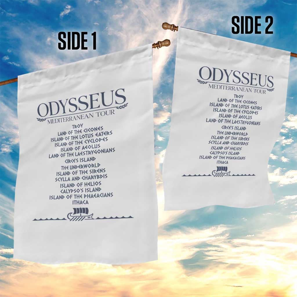 Odysseus Mediterranean Tour Garden Flag Funny Greek Mythology Ancient History Graphic