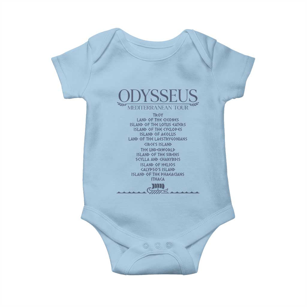 Odysseus Mediterranean Tour Baby Onesie Funny Greek Mythology Ancient History Graphic