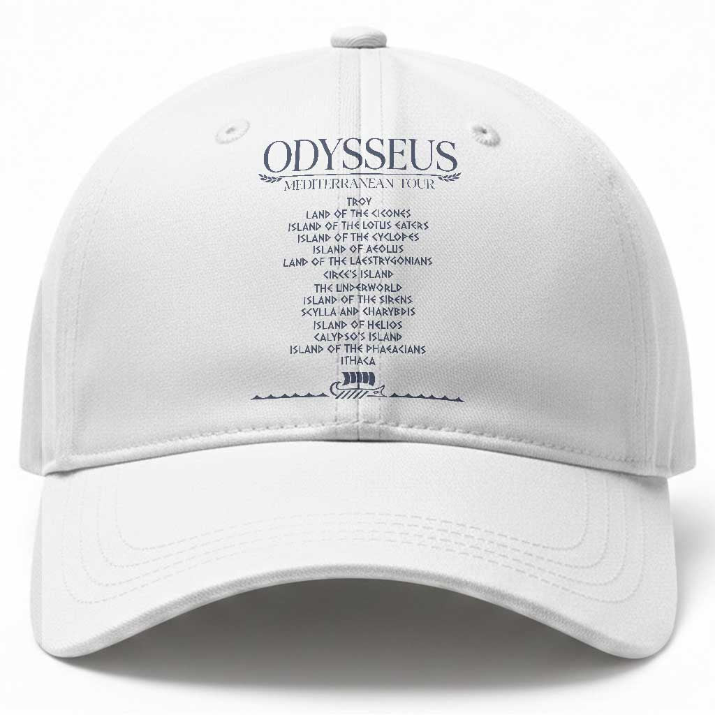 Odysseus Mediterranean Tour Baseball Cap Funny Greek Mythology Ancient History Graphic