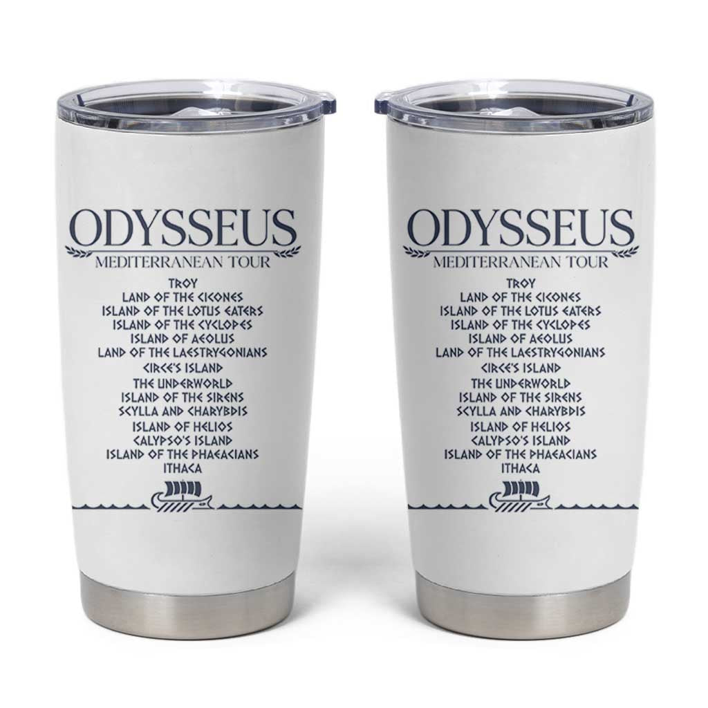 Odysseus Mediterranean Tour Tumbler Cup Funny Greek Mythology Ancient History Graphic