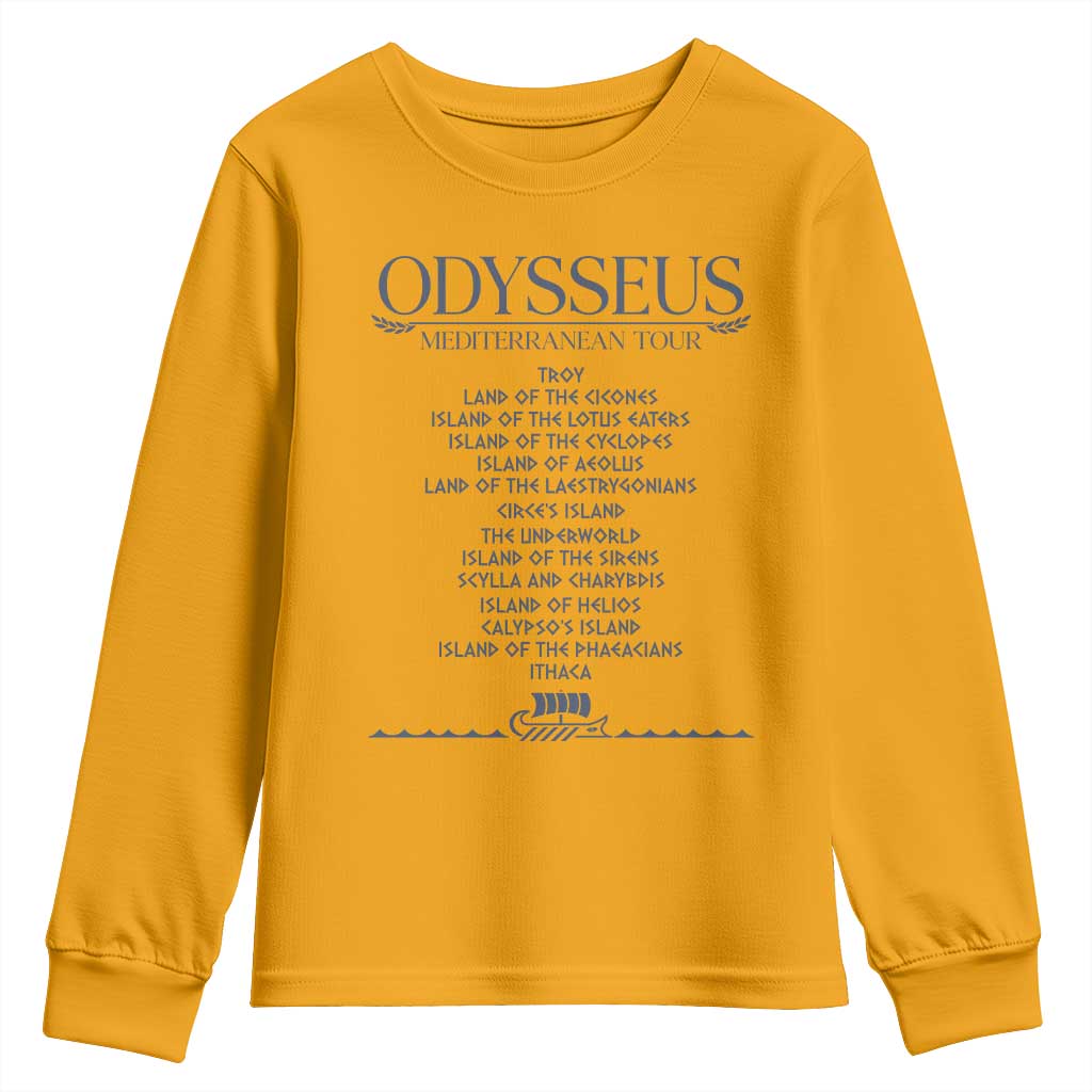 Odysseus Mediterranean Tour Youth Sweatshirt Funny Greek Mythology Ancient History Graphic