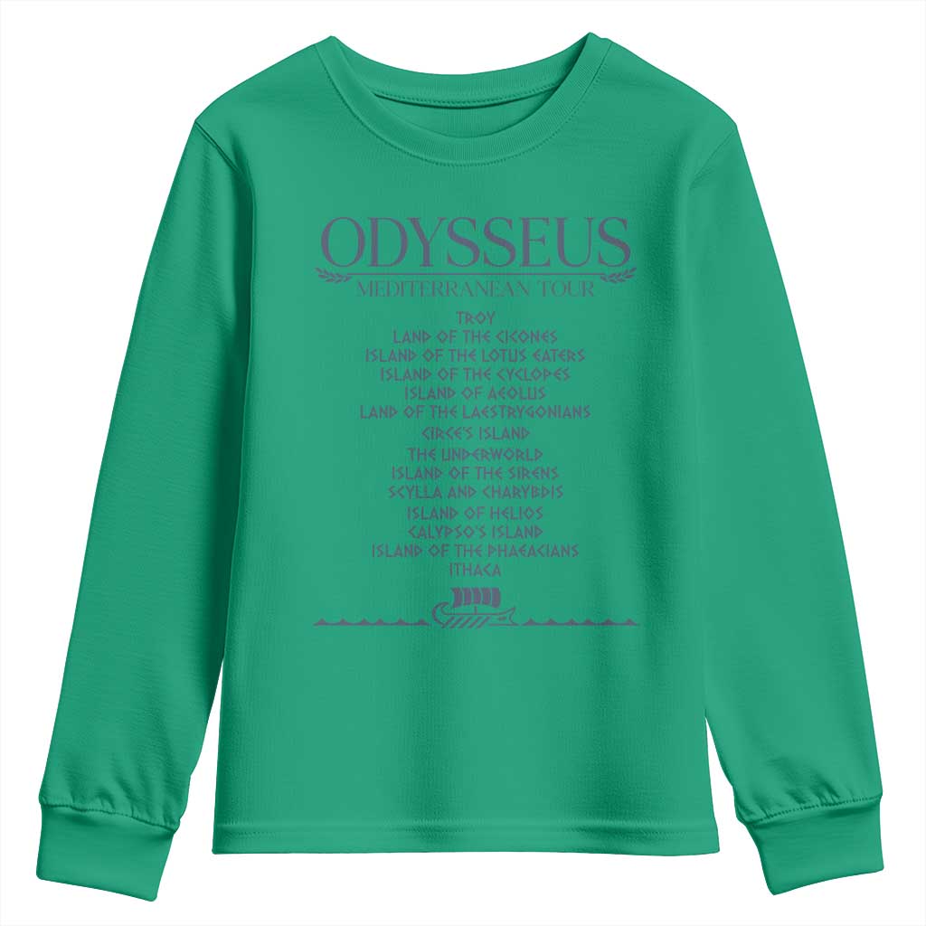 Odysseus Mediterranean Tour Youth Sweatshirt Funny Greek Mythology Ancient History Graphic
