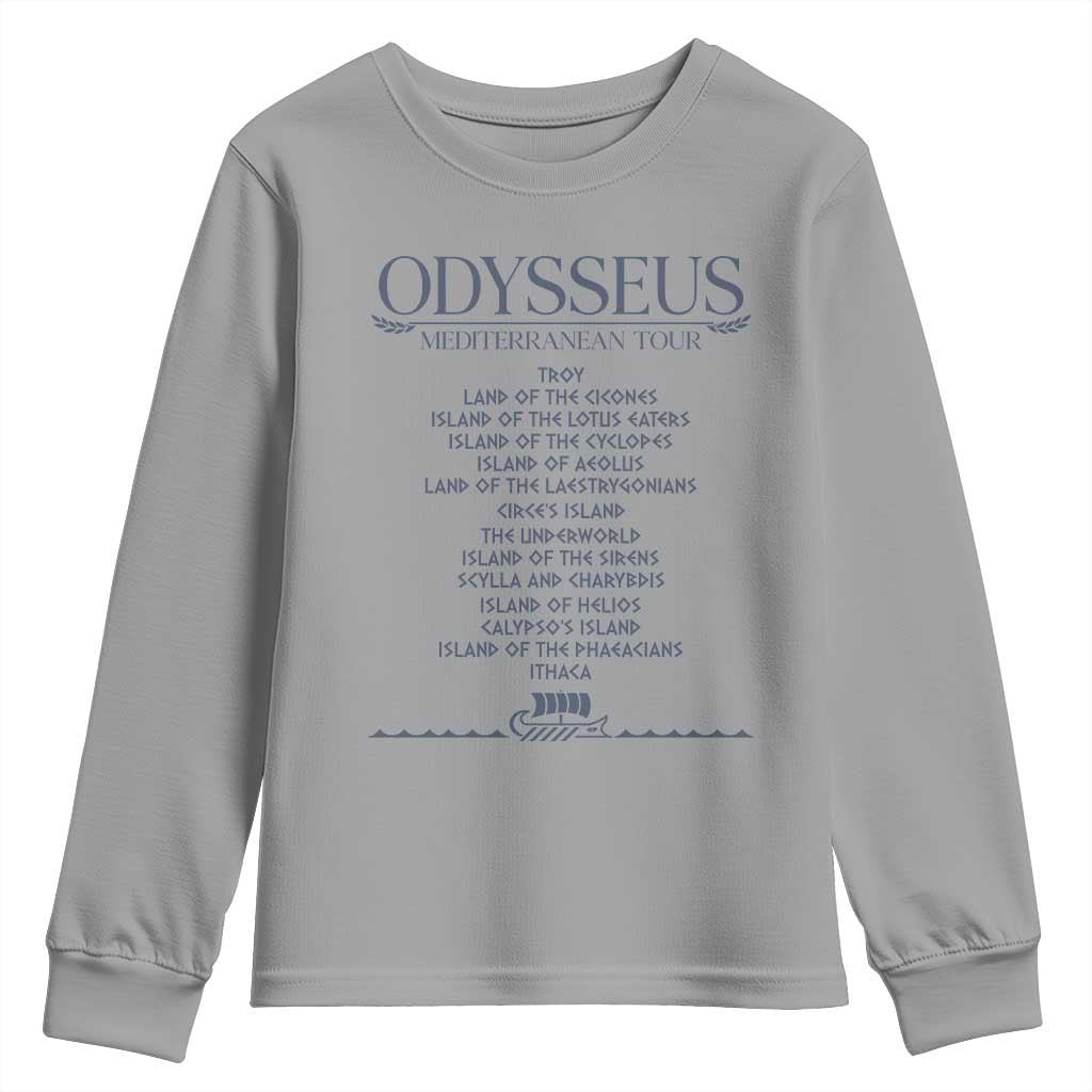 Odysseus Mediterranean Tour Youth Sweatshirt Funny Greek Mythology Ancient History Graphic