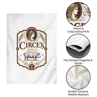Circes BBQ Funny Greek Mythology Dark Humor Garden Flag Slow Smoked Legendary Flavor Odysseus Pigs Odyssey Parody