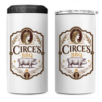 Circes BBQ Funny Greek Mythology Dark Humor 4 in 1 Can Cooler Tumbler Slow Smoked Legendary Flavor Odysseus Pigs Odyssey Parody