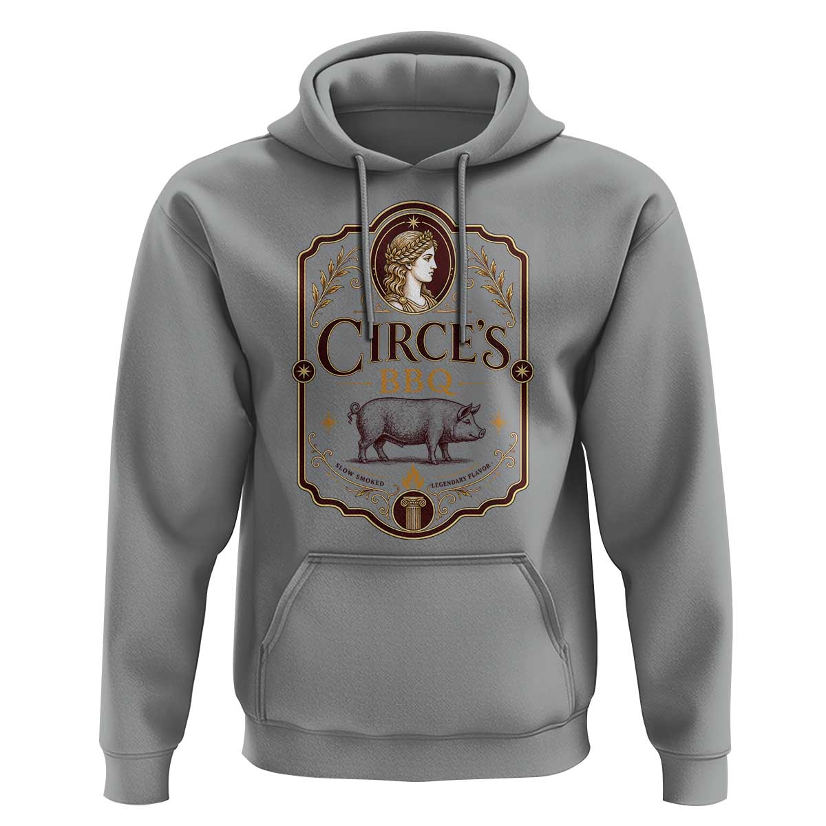 Circes BBQ Funny Greek Mythology Dark Humor Hoodie Slow Smoked Legendary Flavor Odysseus Pigs Odyssey Parody