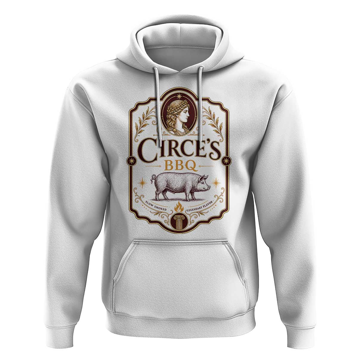 Circes BBQ Funny Greek Mythology Dark Humor Hoodie Slow Smoked Legendary Flavor Odysseus Pigs Odyssey Parody