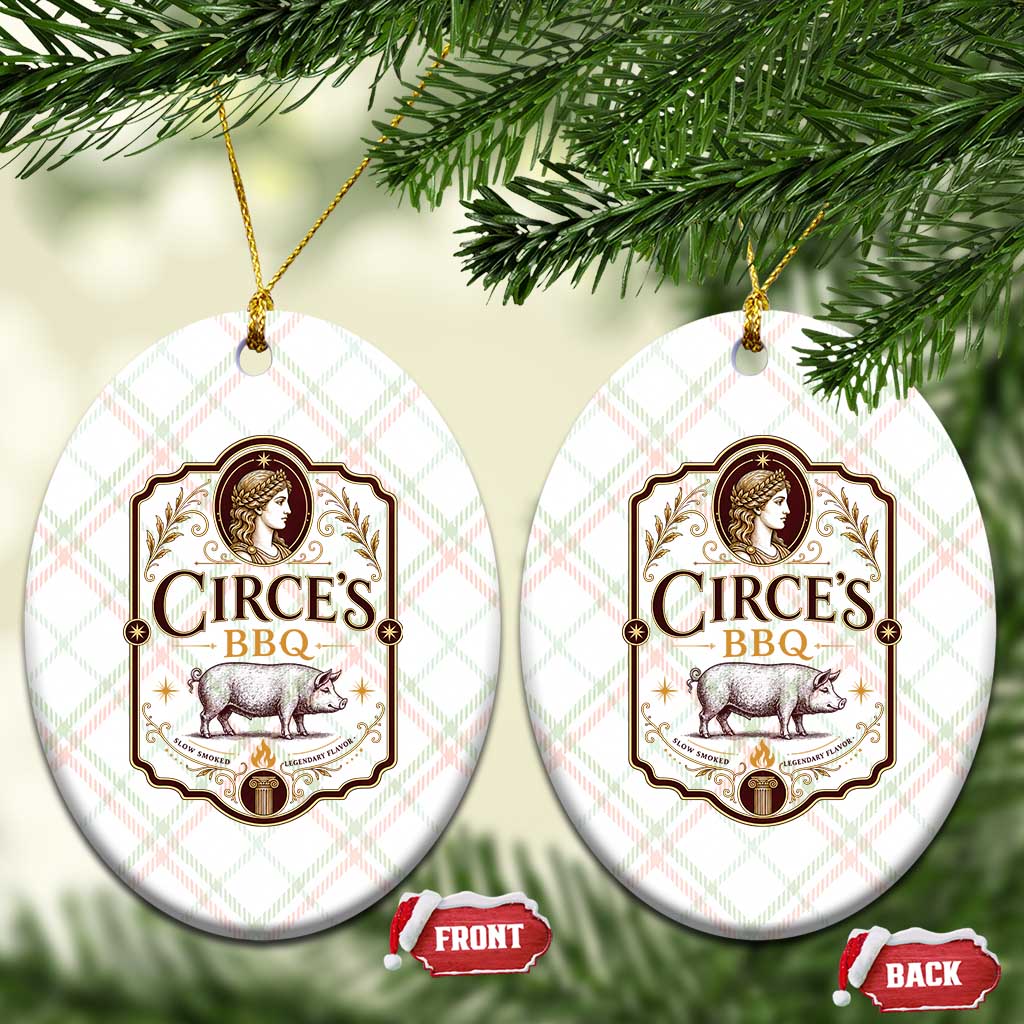Circes BBQ Funny Greek Mythology Dark Humor Ceramic Ornament Slow Smoked Legendary Flavor Odysseus Pigs Odyssey Parody