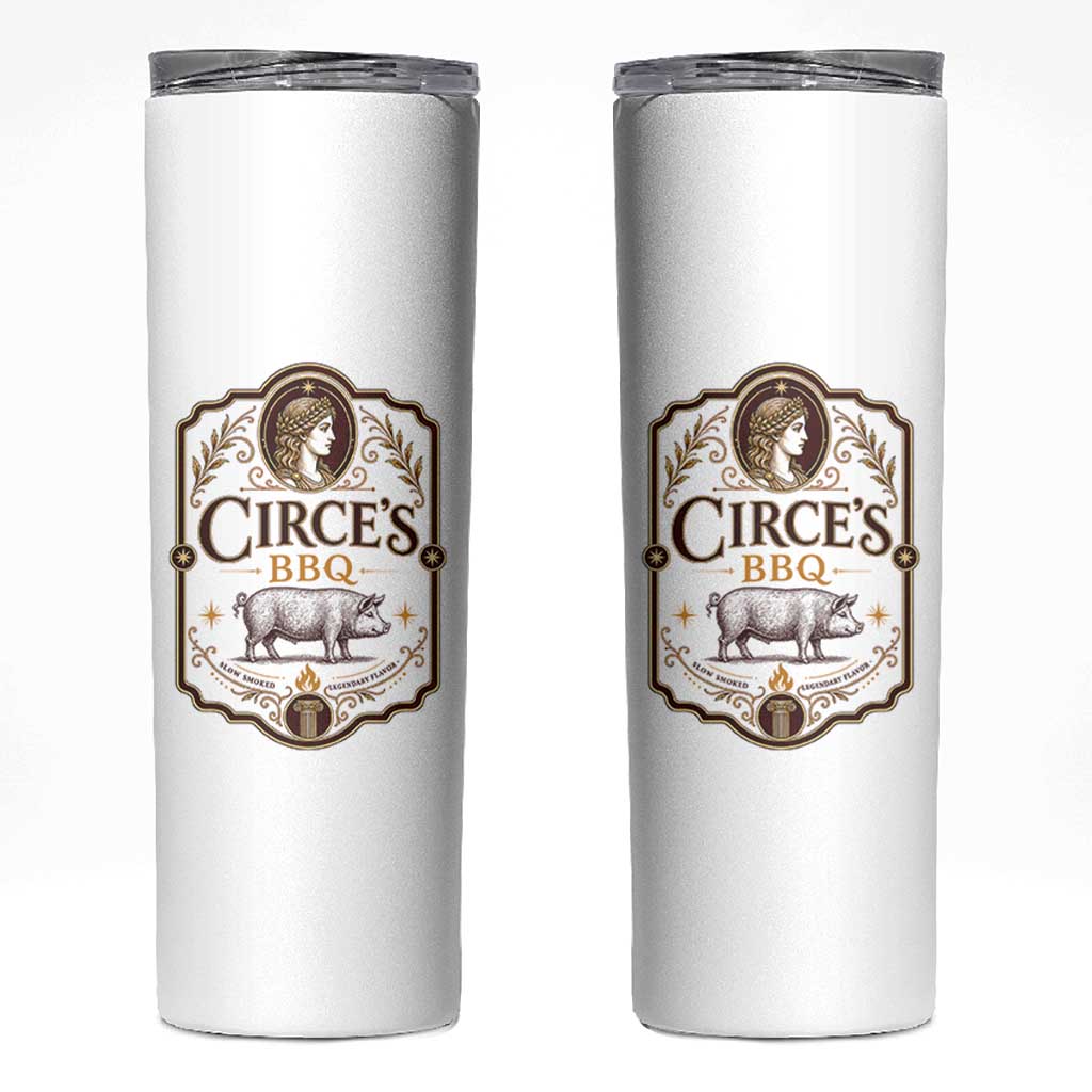 Circes BBQ Funny Greek Mythology Dark Humor Skinny Tumbler Slow Smoked Legendary Flavor Odysseus Pigs Odyssey Parody