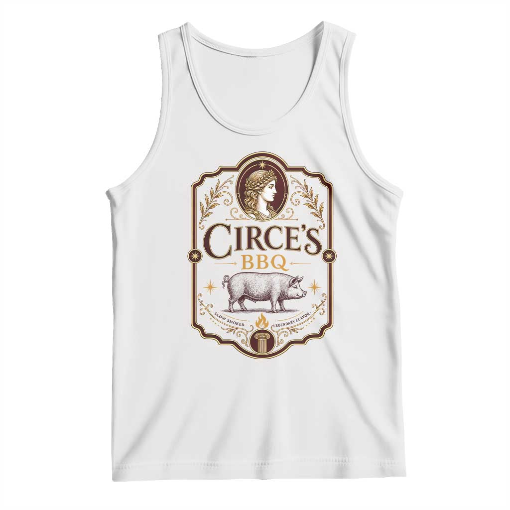 Circes BBQ Funny Greek Mythology Dark Humor Tank Top Slow Smoked Legendary Flavor Odysseus Pigs Odyssey Parody