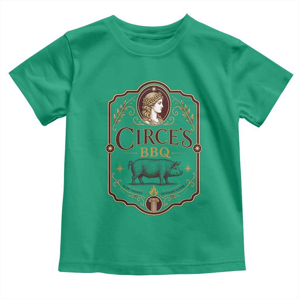 Circes BBQ Funny Greek Mythology Dark Humor Toddler T Shirt Slow Smoked Legendary Flavor Odysseus Pigs Odyssey Parody
