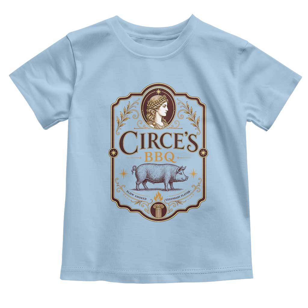 Circes BBQ Funny Greek Mythology Dark Humor Toddler T Shirt Slow Smoked Legendary Flavor Odysseus Pigs Odyssey Parody