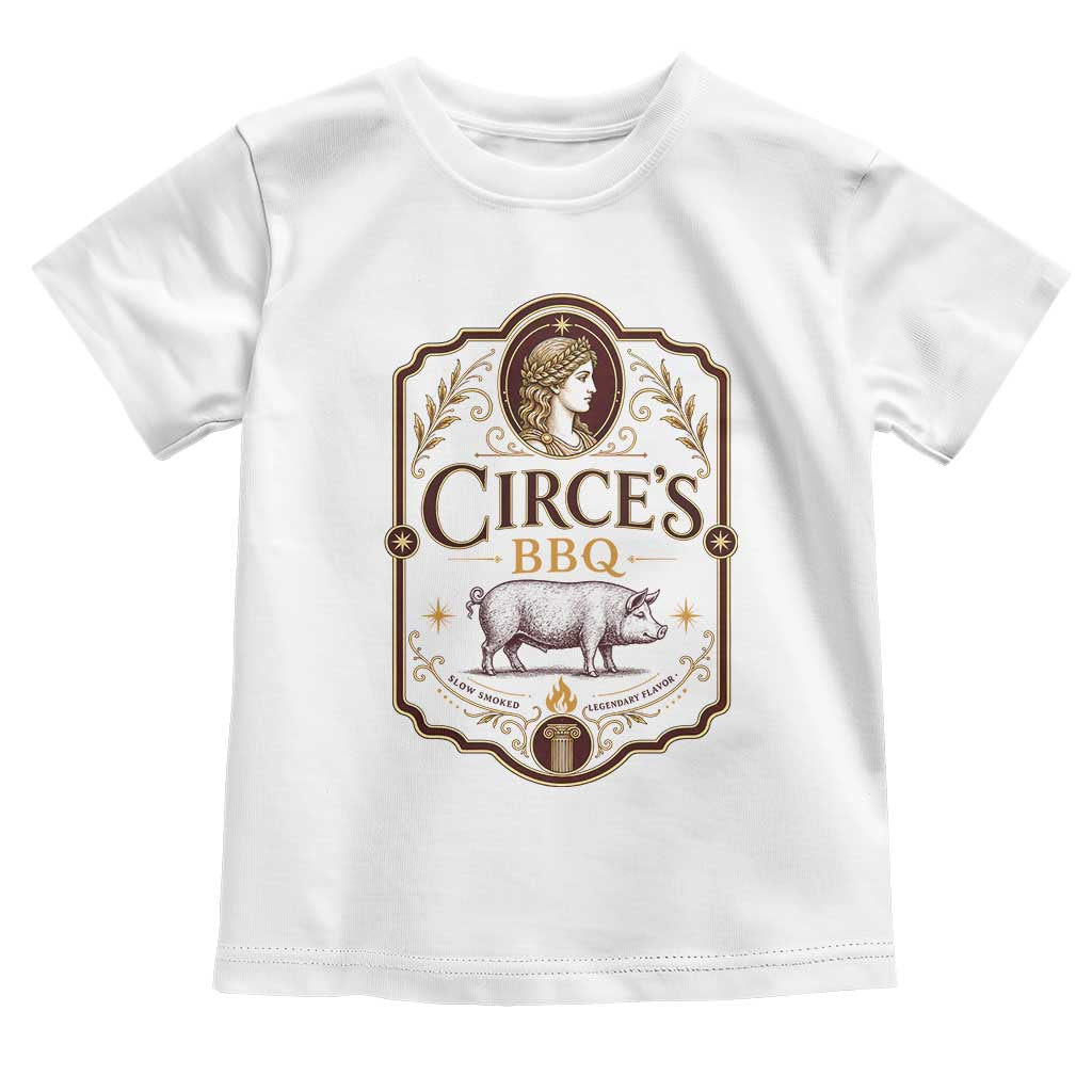 Circes BBQ Funny Greek Mythology Dark Humor Toddler T Shirt Slow Smoked Legendary Flavor Odysseus Pigs Odyssey Parody